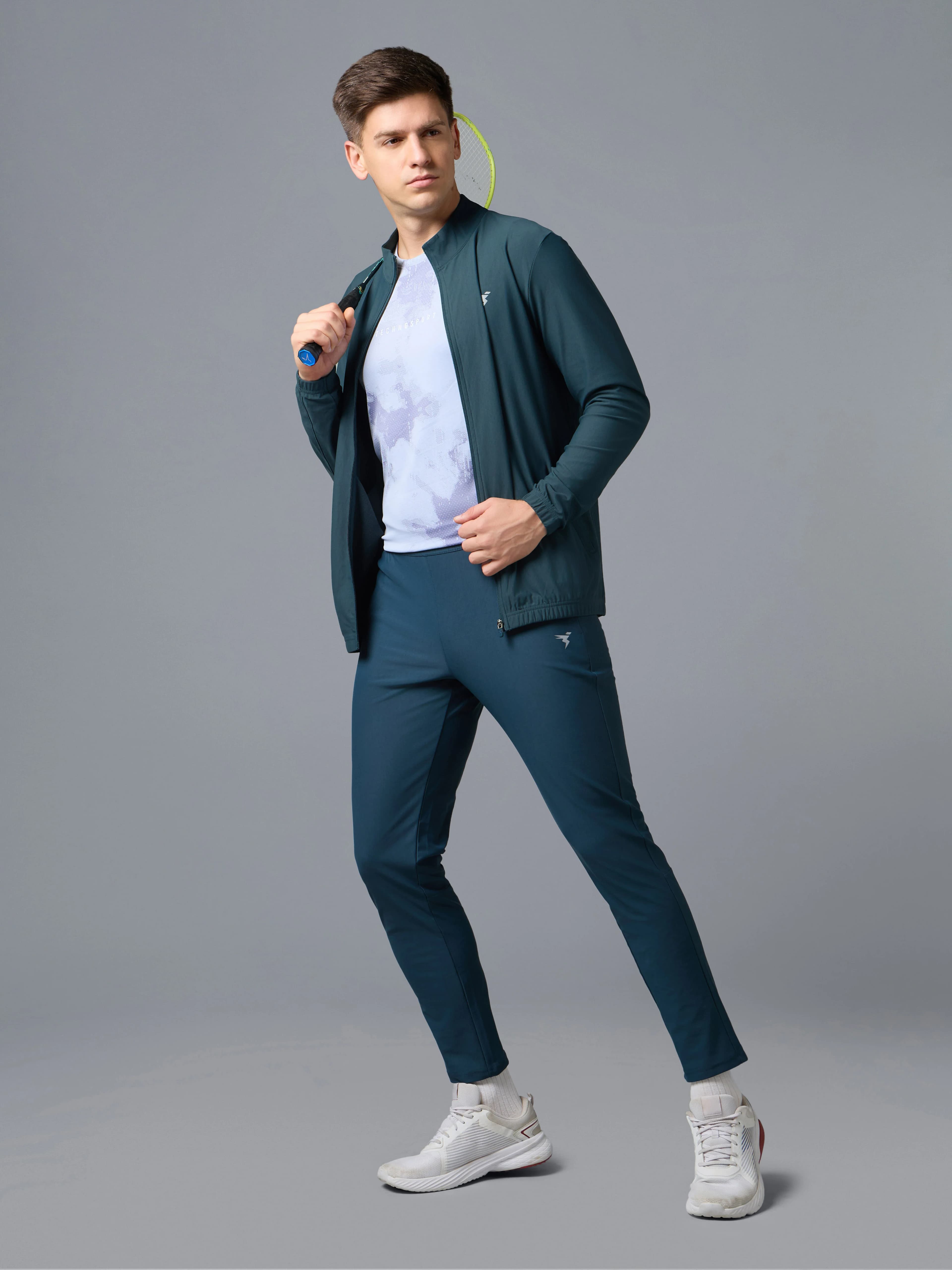 Men Solid Slim Fit Mock Tracksuits with DURACOOL+